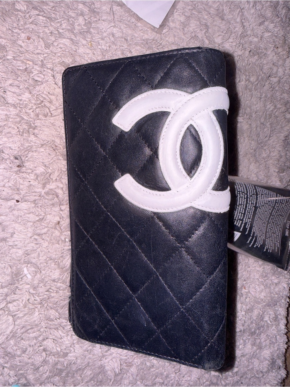 CHANEL Black Quilted Leather Long Wallet with White CC Logo & Pink Interior - Picture 2 of 11